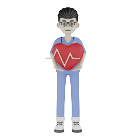 Doctor Caring Heart  3D Illustration