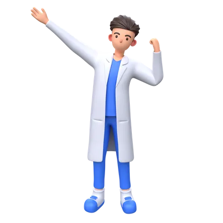 Doctor celebrando la victoria  3D Illustration