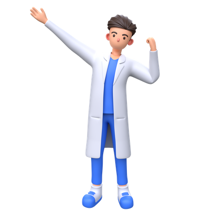 Doctor celebrating victory  3D Icon