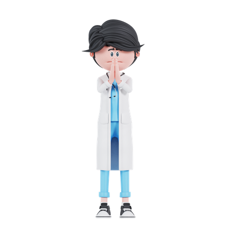 Doctor Character Plead Pose  3D Illustration