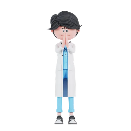 3 D Doctor Character Pleadly Pose 3D Illustration