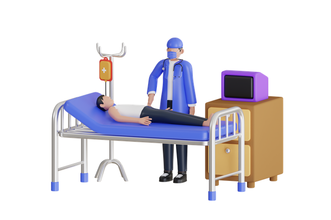 Doctor Check Patient Health Condition  3D Icon