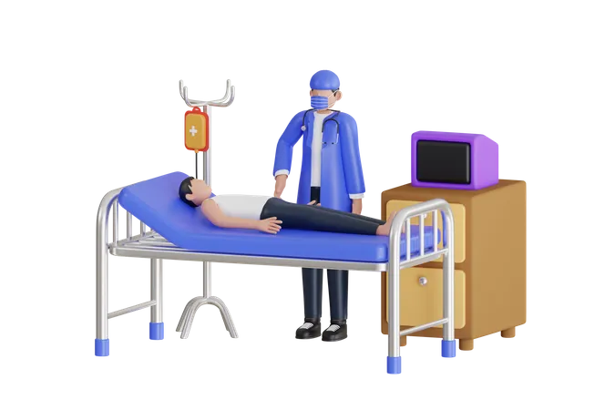 Doctor Check Patient Health Condition  3D Illustration