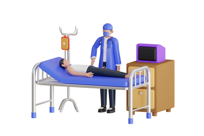 Doctor Check Patient Health Condition  3D Illustration