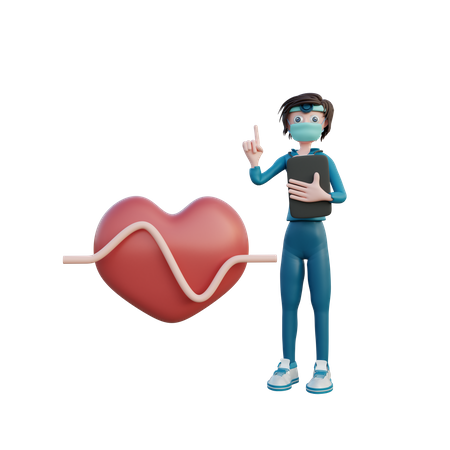 Doctor Checking Heart Disease  3D Icon