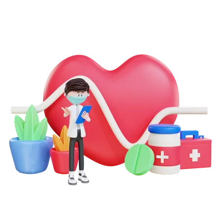 Doctor checking Heart Diseases  3D Illustration