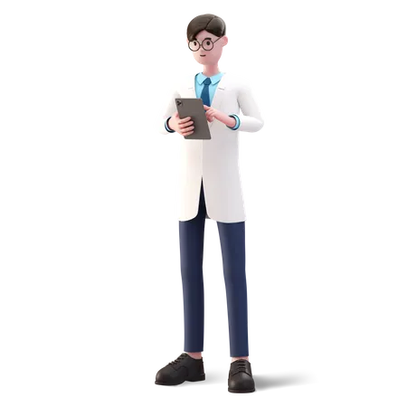 Doctor checking patient report 3D Illustration