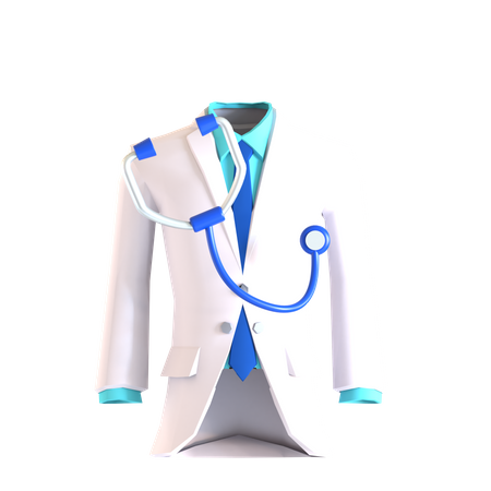 Doctor Coat And Stethoscope  3D Icon