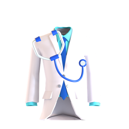 Doctor Coat And Stethoscope  3D Icon