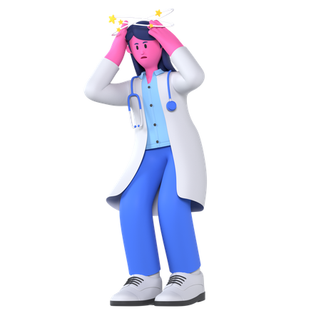 Doctor con dolor de cabeza  3D Illustration