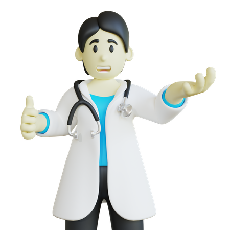Doctor con pose de pulgares arriba  3D Illustration
