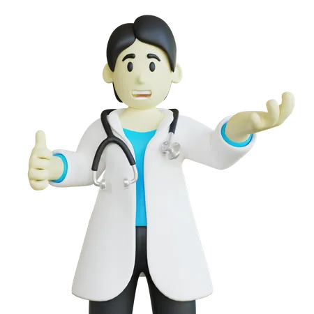 Doctor con pose de pulgares arriba  3D Illustration