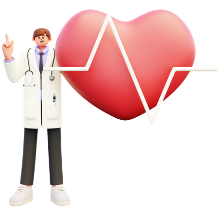 Médico con frecuencia cardíaca  3D Illustration