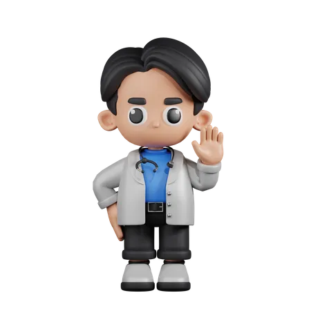 Doctor con las manos arriba  3D Illustration