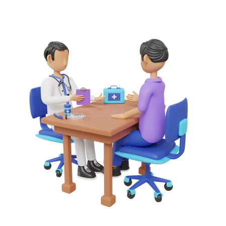 Doctor Consulting Patient  3D Illustration