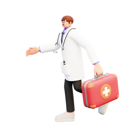 Médico corriendo para emergencia médica  3D Illustration