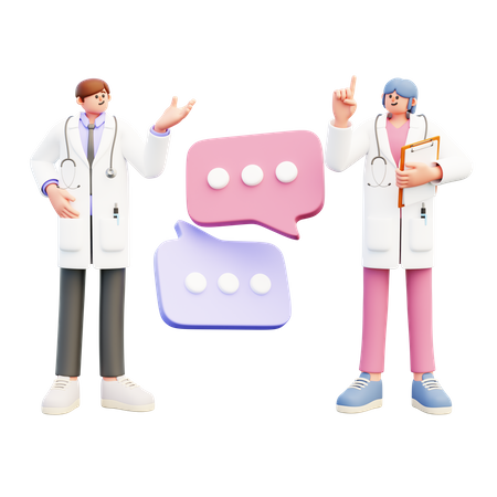 Doctor Couple Doing Medical Discussion  3D Illustration