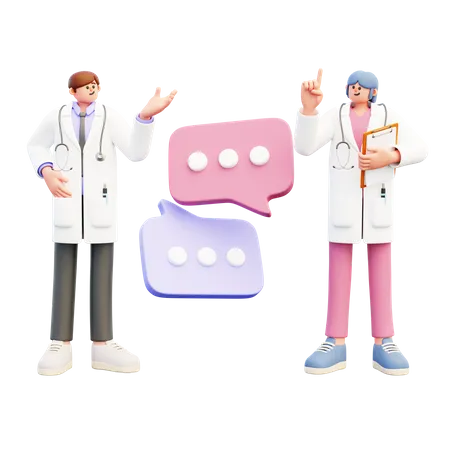 Doctor Couple Doing Medical Discussion  3D Illustration