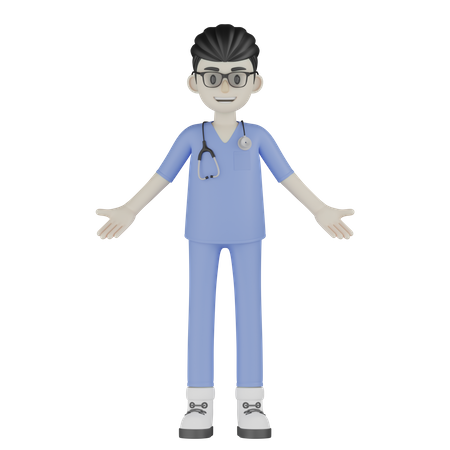 Doctor dando pose de pie  3D Illustration