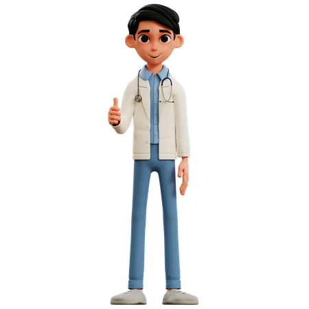 Doctor dando pulgares hacia arriba  3D Illustration