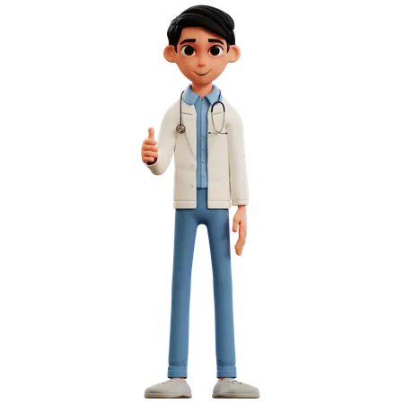 Doctor dando pulgares hacia arriba  3D Illustration