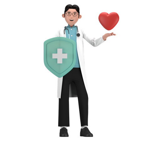 Doctor dando seguro de salud  3D Icon