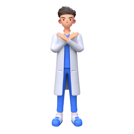 Doctor diciendo no con gesto de mano de signo x  3D Icon