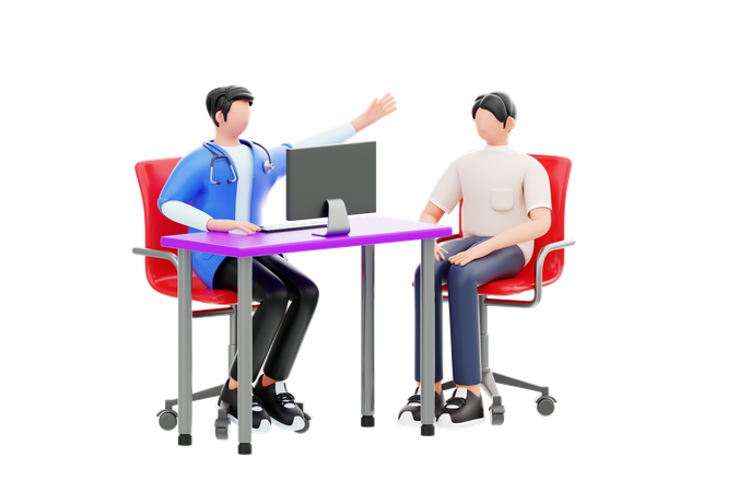 환자와 결과에 대해 논의하는 의사  3D Icon