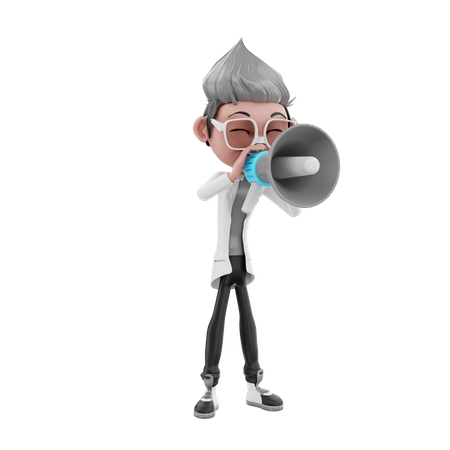 Doctor doing announcement with megaphone  3D Illustration