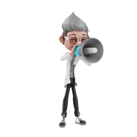 Doctor doing announcement with megaphone  3D Illustration