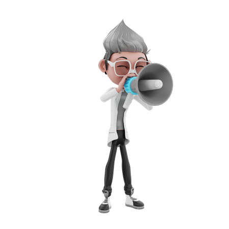 Doctor doing announcement with megaphone 3D Illustration