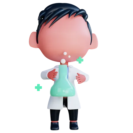 Doctor doing chemical experiment  3D Illustration