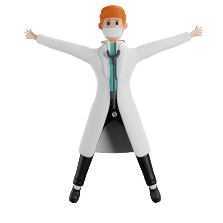 Doctor doing exercise  3D Illustration