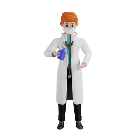 Doctor doing hand sanitizing  3D Illustration