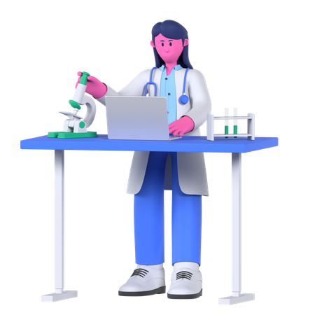 Doctor Doing Lab Experiment  3D Illustration