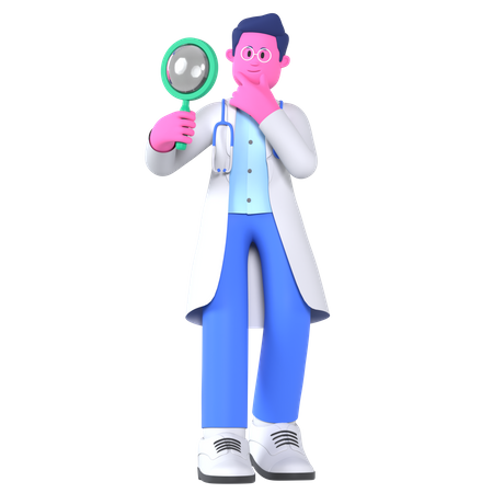 Doctor Doing Observation  3D Illustration