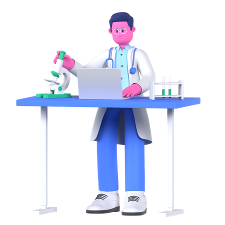 Doctor Doing Research In Laboratory  3D Icon