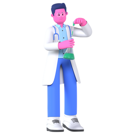 Doctor Doing Research With Test Tube  3D Icon