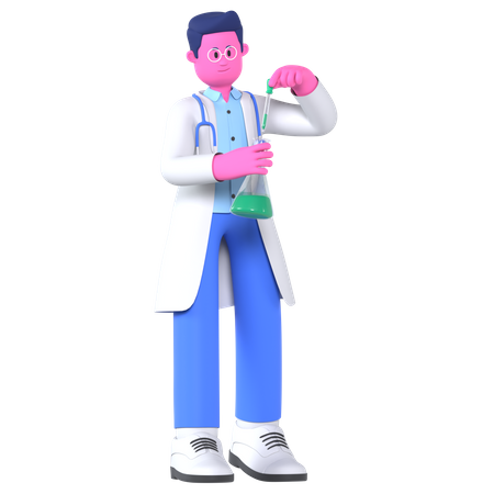 Doctor Doing Research With Test Tube  3D Illustration