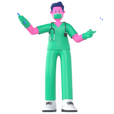 Doctor Doing Surgery  3D Illustration