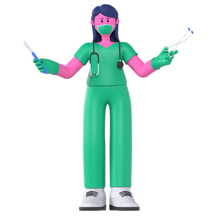 Doctor Doing Surgery  3D Illustration