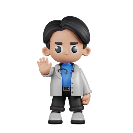 Doctor Doing The Stop Sign  3D Icon