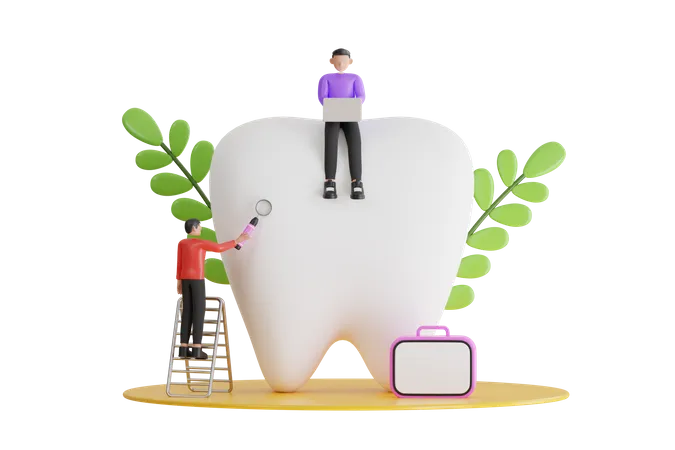 Dental Student Studying The Structure Of A Tooth Medical Student Learning Dentistry In Classroom 3 D Illustration 3D Icon