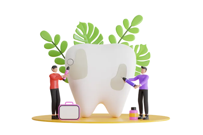 Dental Student Studying About How To Fill A Tooth Medical Student Learning Dentistry In Classroom 3 D Illustration 3D Icon