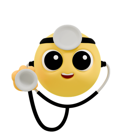 聴診器を持った医者の絵文字  3D Icon
