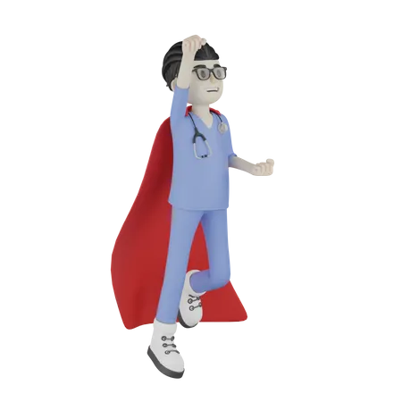 Doctor en el aire  3D Illustration