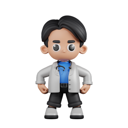 Doctor en postura de héroe  3D Illustration