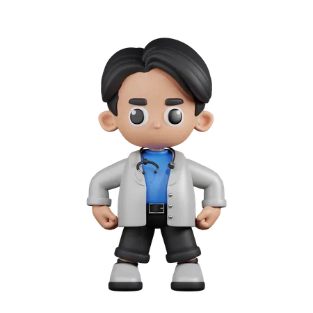 Doctor en postura de héroe  3D Illustration