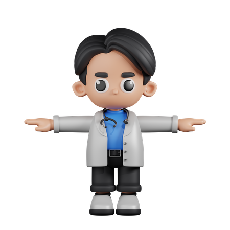 Doctor en pose T  3D Illustration