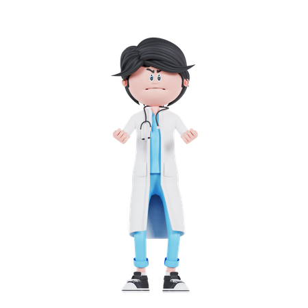Médico masculino enojado  3D Illustration